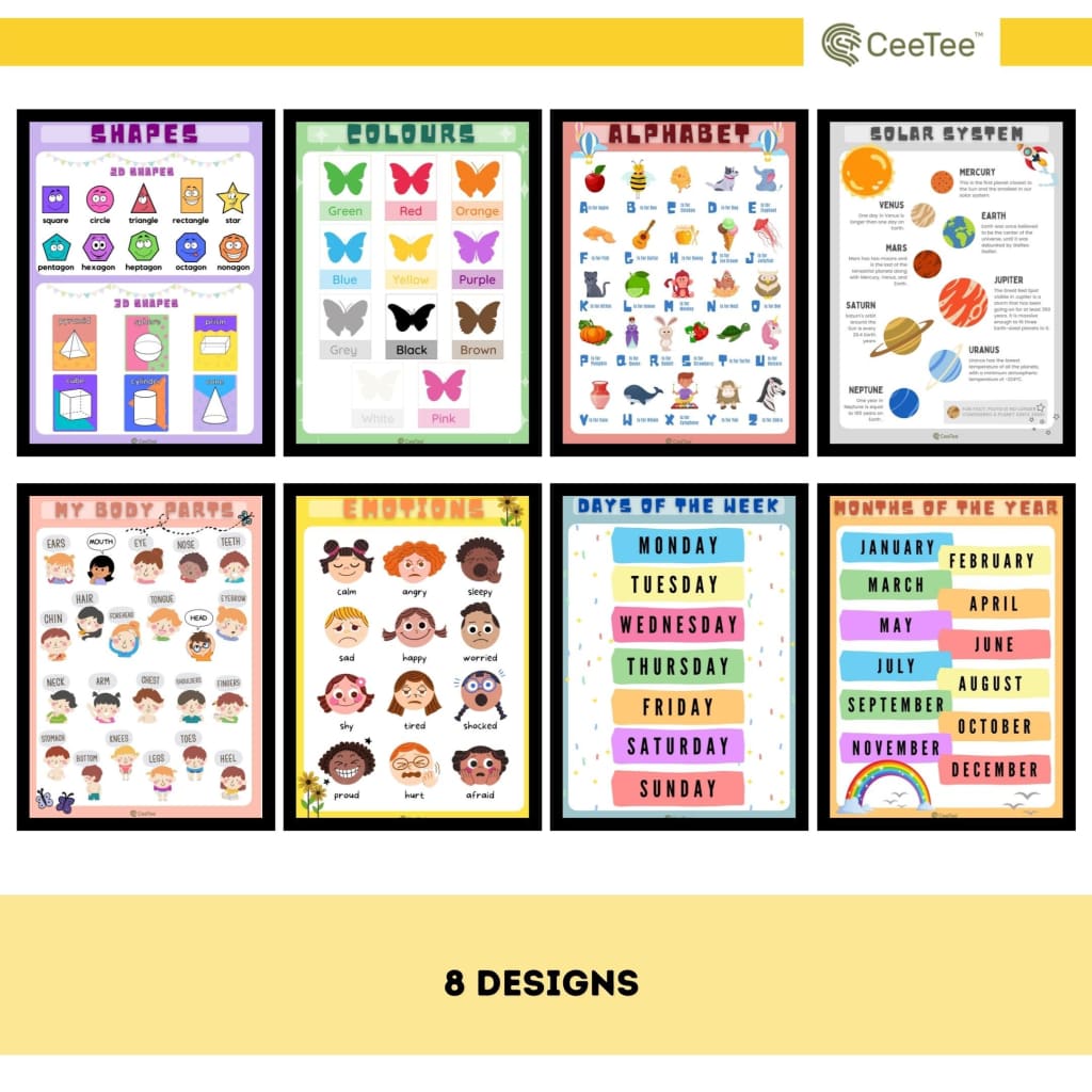 CeeTee - Educational Learning Wall Chart Poster Board | 8